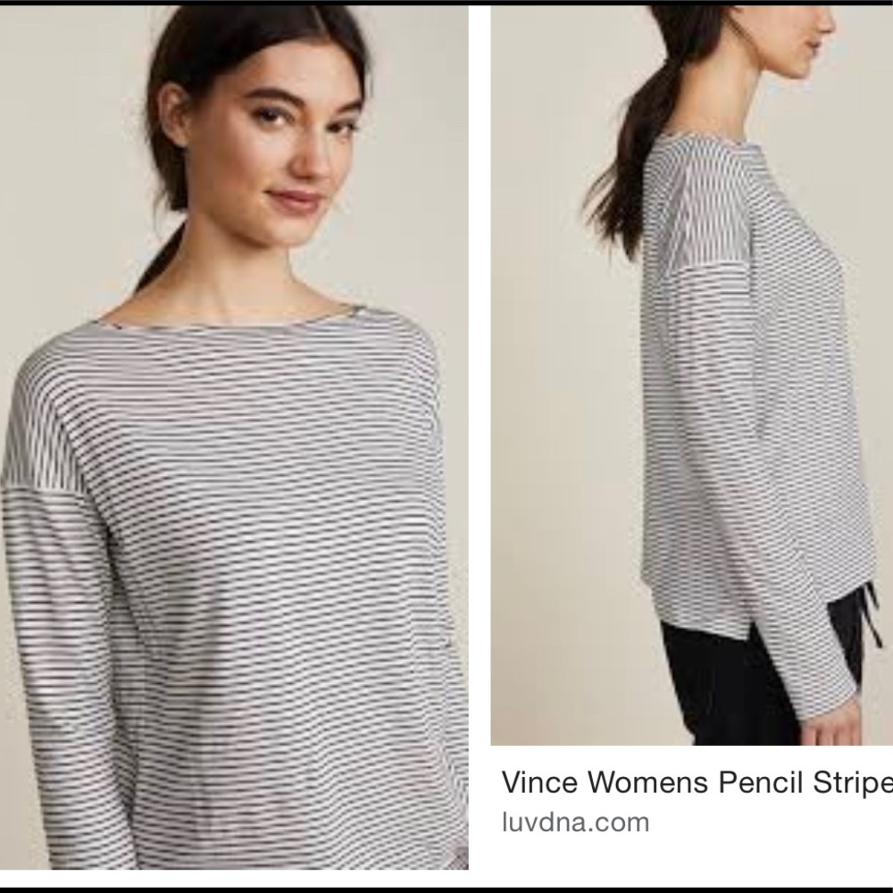 Vince Pencil Stripe Organic Pima Cotton Top